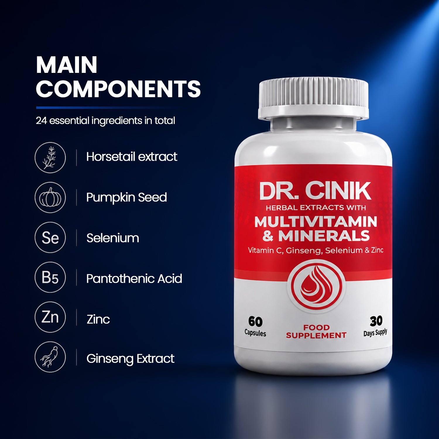 Hair Growth Multivitamin with Zinc & Natural Extracts – 60 Tablets