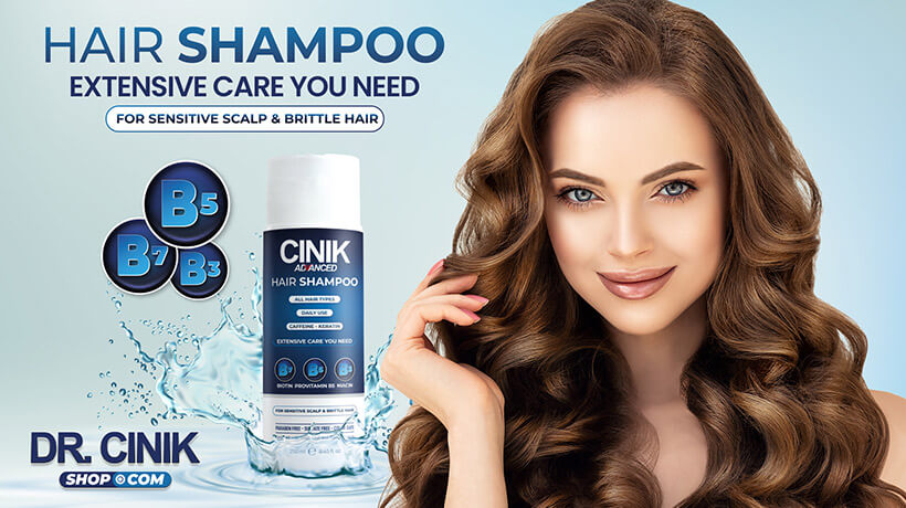 Beautiful woman with CINIK Hair Care Shampoo
